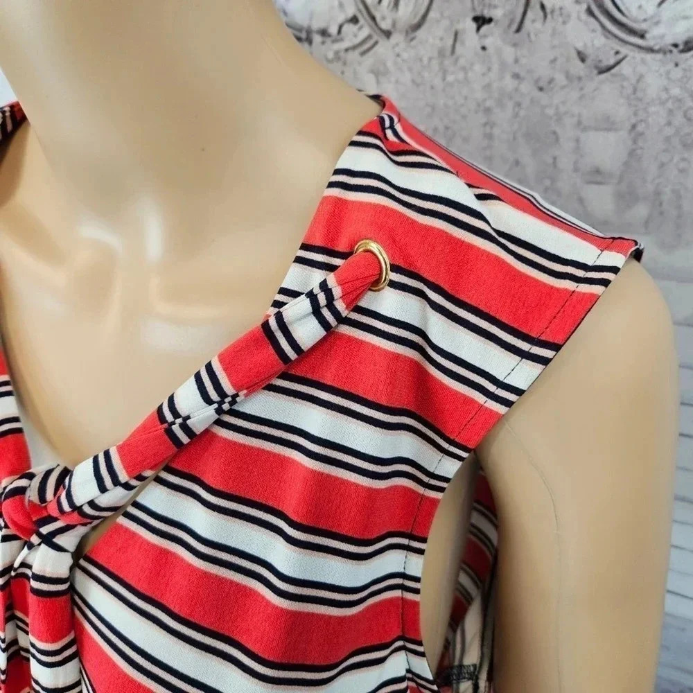 The Limited Size Large Orange and White Stripe Sleeveless Tank Shirt - Picture 6 of 9
